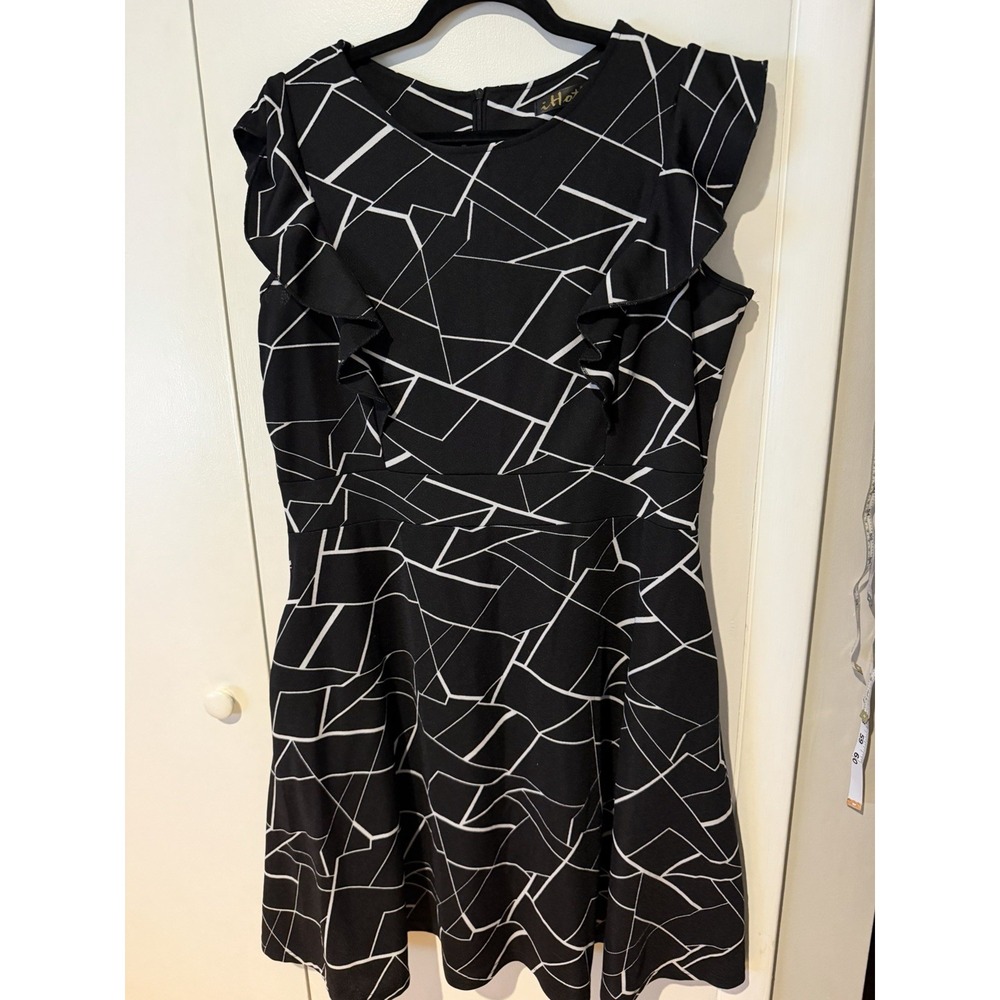 IHOT Women's Black Ruffle Floral Flared A Line Swing Casual Party Dress 2XL